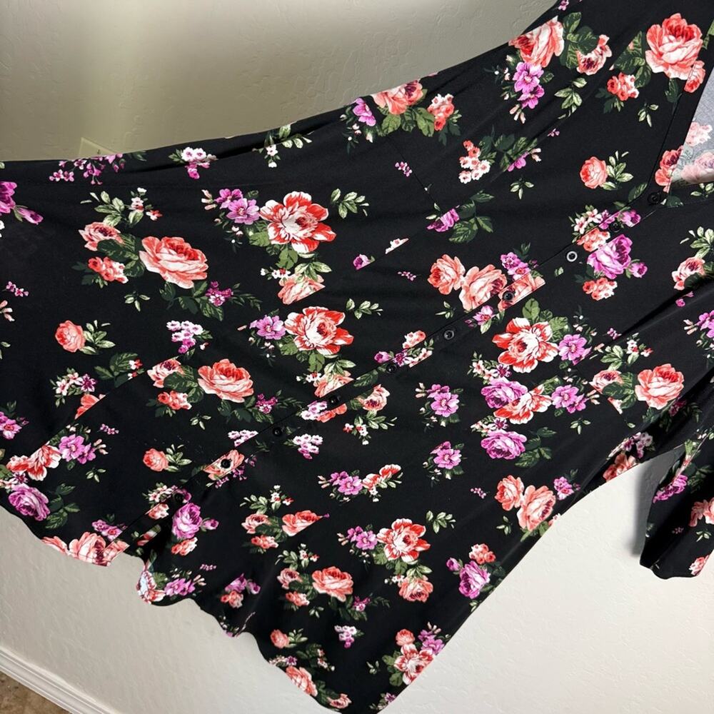 Torrid Black Floral Button Down Dress 3X 12075859 - Picture 6 of 14